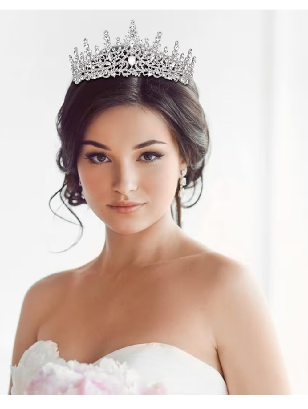 Silver Crystal Tiara Crown - Bridal Headpiece